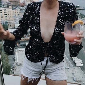 Cotton Candy LA star satin tie front top